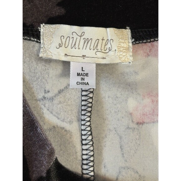 Soulmates Crushed Velvet Floral Mini Dress Size Large Black Red Lace Gothic - Picture 4 of 6